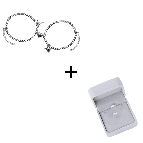 Couple Bracelets Matching Set Heart Shape Plant And Flower Motif Adjustable Iron Chain Unisex Bracelets For Couples