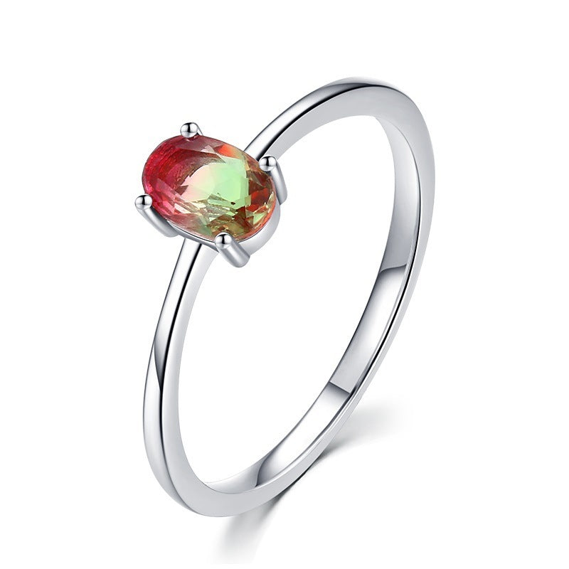 Sterling Silver Ring In Green Tourmaline Gemstone Geometric Design Jewelry Gift For Her Minimalist Fashion Now