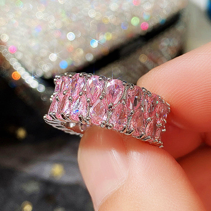Gold Encrusted Zircon Crown Ring Copper Alloy Jewelry Elegant Wedding Anniversary Engagement Gift For Her Handcrafted