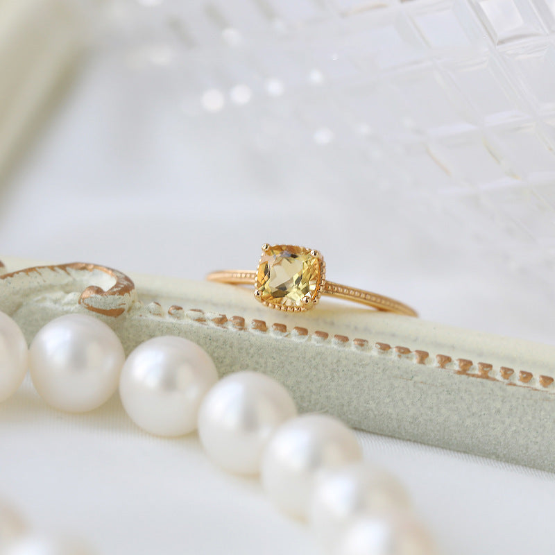 Womens Fashion Ring Gold Plated Square Ring Index Finger Silver Base Metal Simple Design Jewelry Everyday Wear