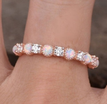 Diamond Engagement Ring For Women 14K Rose Gold Plated Copper Fashion Anniversary Promise Jewelry Sparkling Elegant