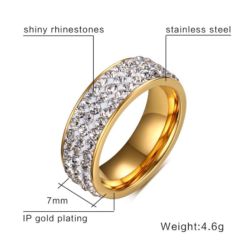 Titanium Steel Diamond Ring for Women Gems Baffle Setting Wedding Band Chic Fashion Jewelry for Everyday Wear