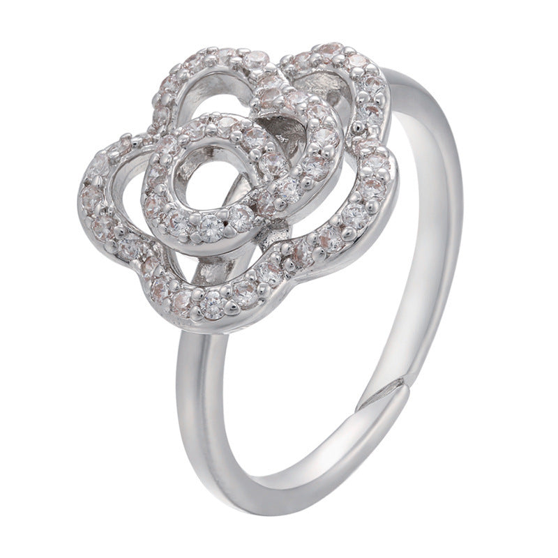 Adjustable Women Ring Copper Jewelry Butterflies Star Heart Twist Design Goldtone Fashion Accessory Daily Wear