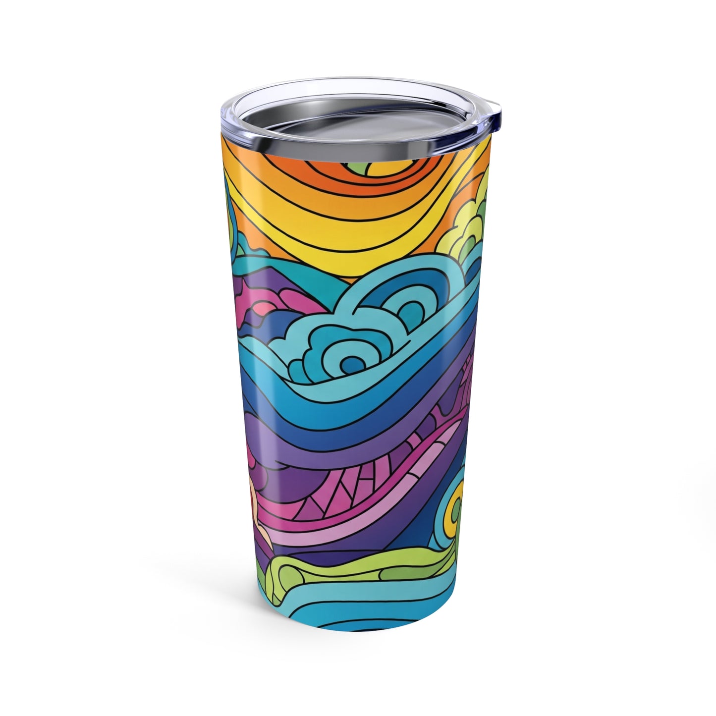 20 Oz Stainless Steel Tumbler With Printed Design Double Wall Vacuum Insulation Spill Resistant Keeps Hot Or Cold