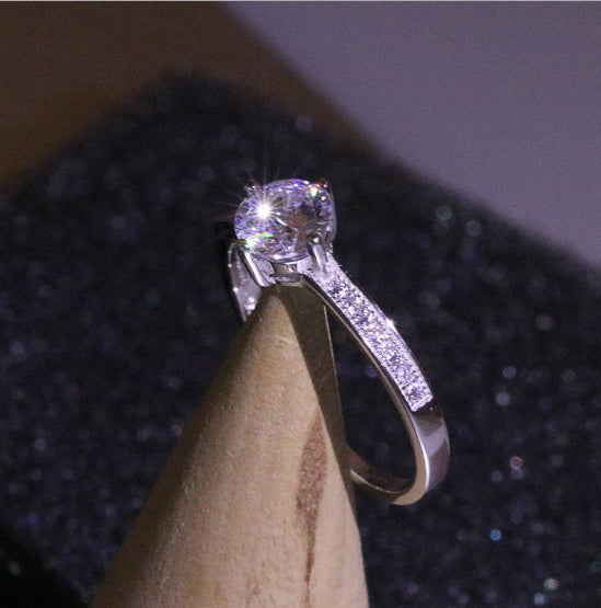 Gold Plated Diamond Ring Heart Eight Arrows Wedding Band For Men And Women White Copper Jewelry Classic Finish