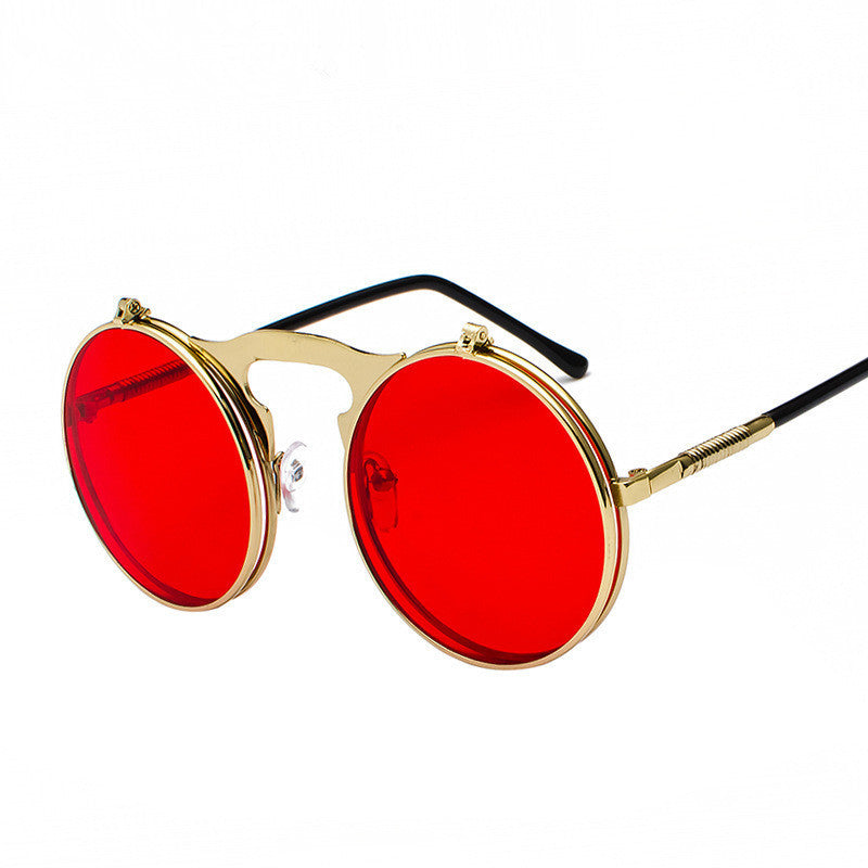 Steampunk Round Sunglasses Retro Glasses UV Protection Metal Frame Unisex Punk Cycling Style For Men And Women