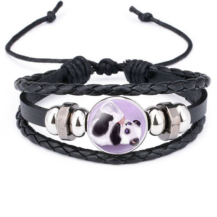 Womens Braided Leather Bracelet With Crystal Inlay Ethnic Style Adjustable Length Glass Bead Jewelry For Women