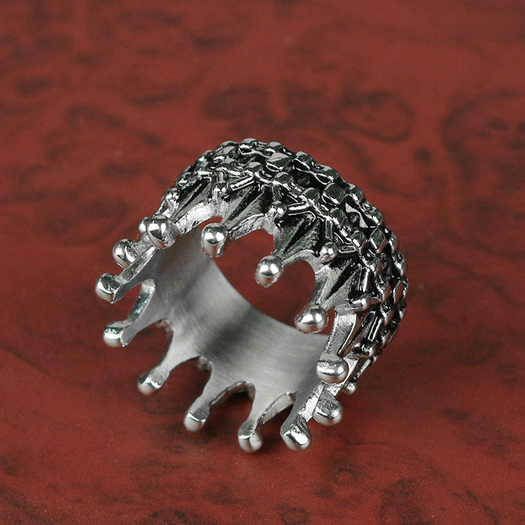 Stainless Steel Crown Ring For Men And Women Silver Toned Anti Allergic No Fade No Rust Hip Hop Statement Ring