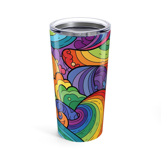 20oz Stainless Steel Tumbler With Printed Art Double Wall Vacuum Insulated Leak Proof BPA Free Hot Cold Beverage
