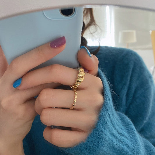 Open Index Ring S925 Silver Croissant Jewelry Korean Style