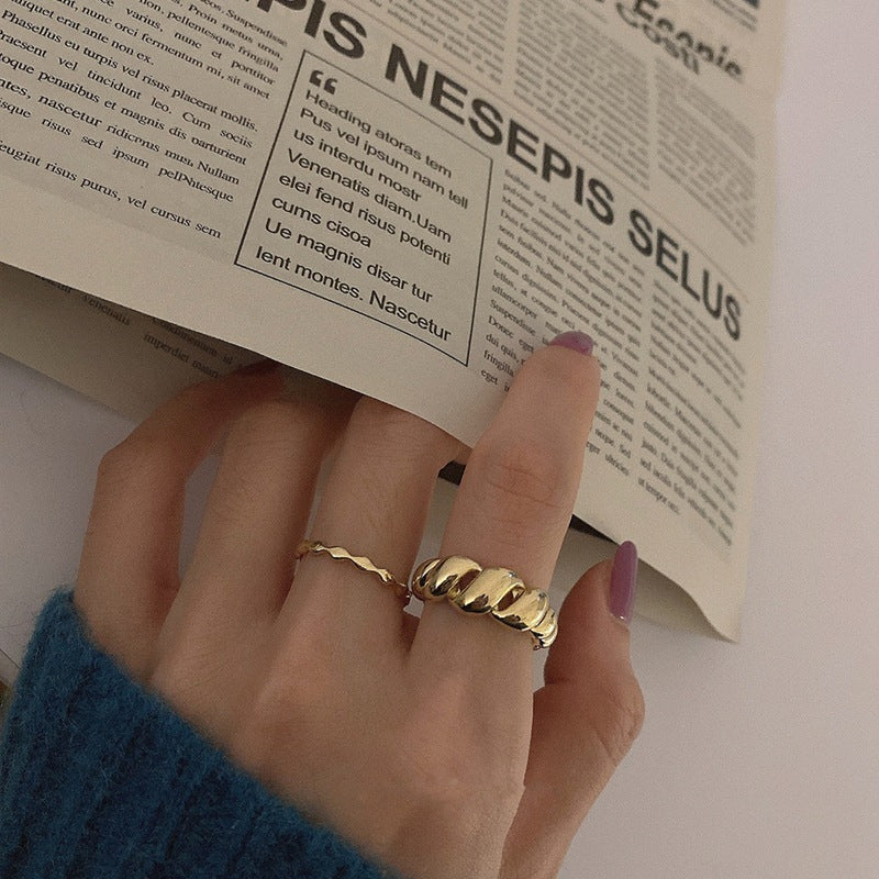 Open Index Ring S925 Silver Croissant Jewelry Korean Style