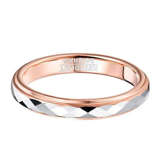 Womens Tungsten Steel Ring Geometric Diamond Silver Ring Simple Rose Gold Ring WeddingAnniversary BirthdayGift