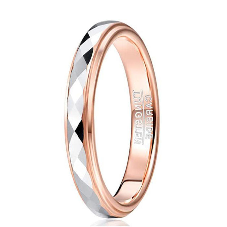 Womens Tungsten Steel Ring Geometric Diamond Silver Ring Simple Rose Gold Ring WeddingAnniversary BirthdayGift