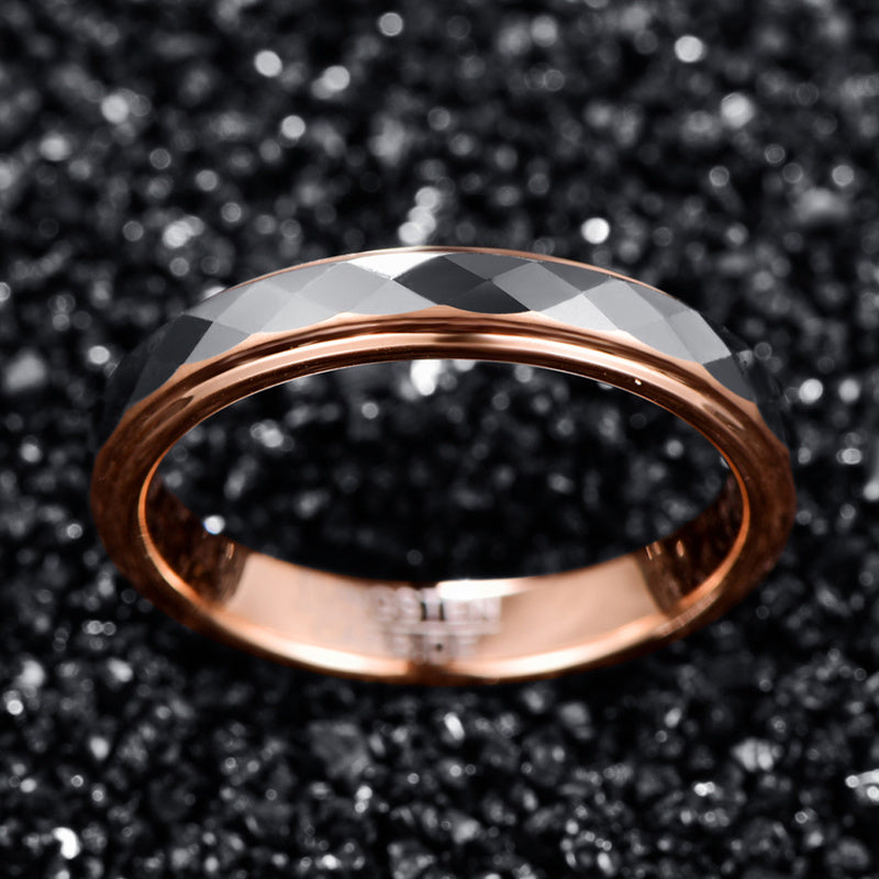 Womens Tungsten Steel Ring Geometric Diamond Silver Ring Simple Rose Gold Ring WeddingAnniversary BirthdayGift