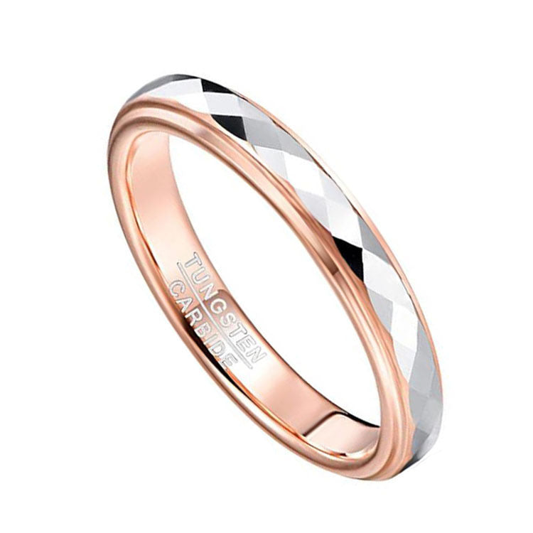 Womens Tungsten Steel Ring Geometric Diamond Silver Ring Simple Rose Gold Ring WeddingAnniversary BirthdayGift