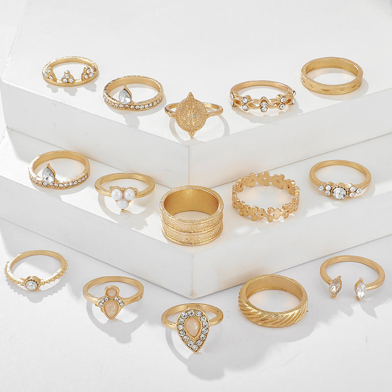 Womens Geometric Ring Diamond Flower Design Alloy Jewelry