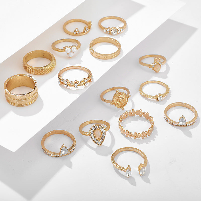 Womens Geometric Ring Diamond Flower Design Alloy Jewelry