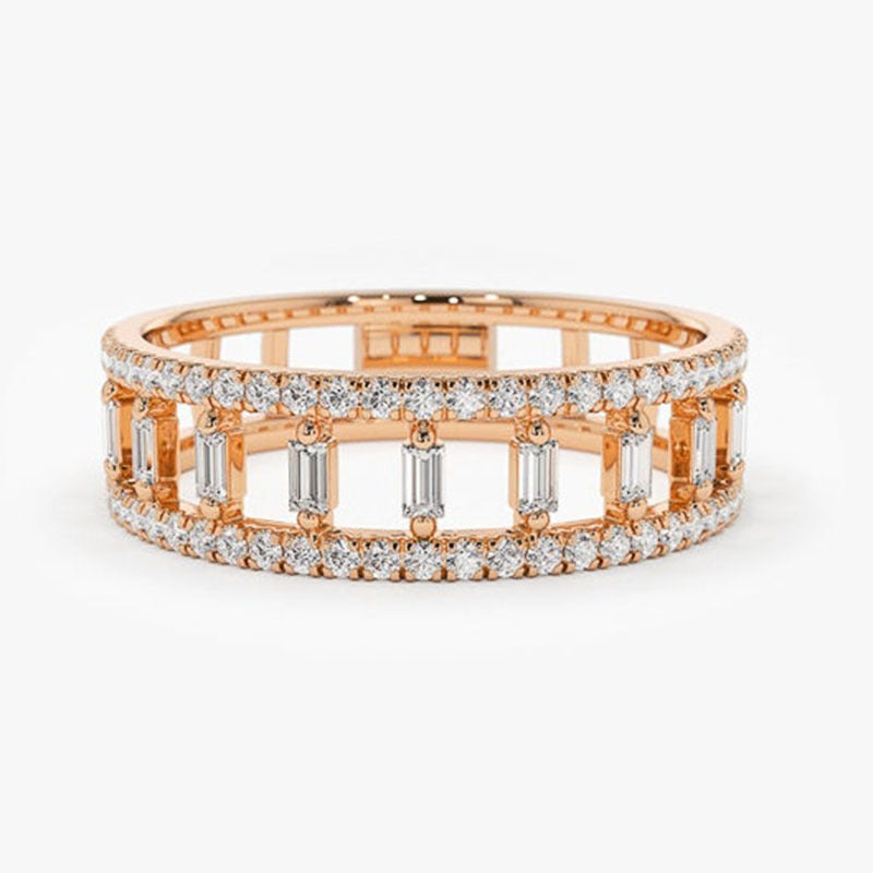 Womens Complete Circle Zircon Ring Gold Plated Copper Eternity Band Jewelry Fashion Elegant Designer Accessory