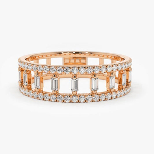 Womens Complete Circle Zircon Ring Gold Plated Copper Eternity Band Jewelry Fashion Elegant Designer Accessory