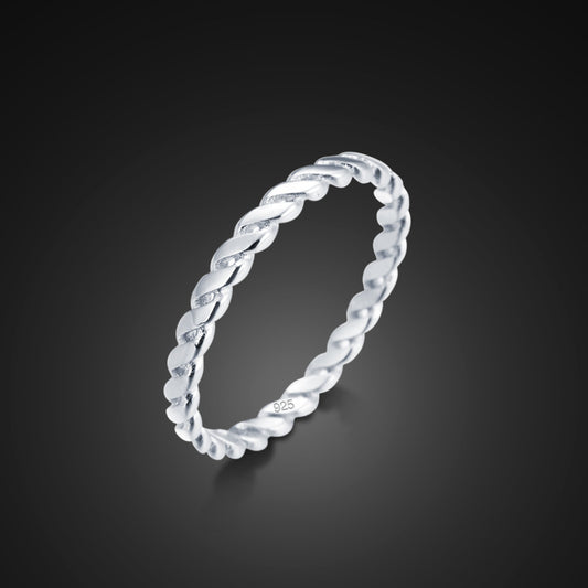 Sterling Silver Twist Pattern Ring For Women Gift For Her Retro Fashion Jewelry Elegant Accessory Stylish Gift