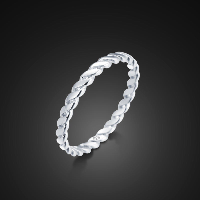 Sterling Silver Twist Pattern Ring For Women Gift For Her Retro Fashion Jewelry Elegant Accessory Stylish Gift