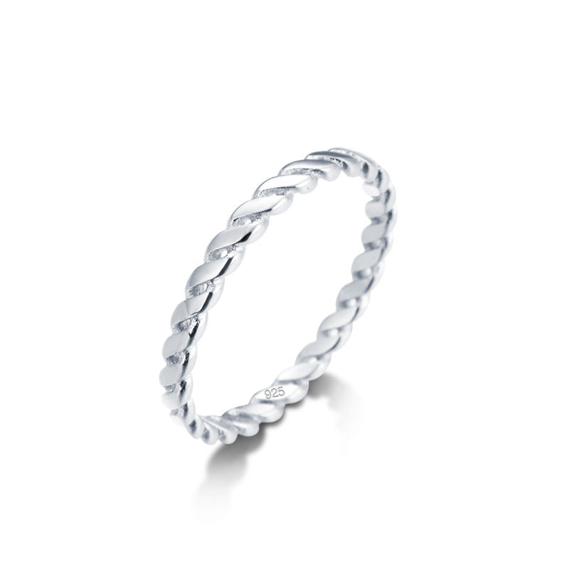 Sterling Silver Twist Pattern Ring For Women Gift For Her Retro Fashion Jewelry Elegant Accessory Stylish Gift