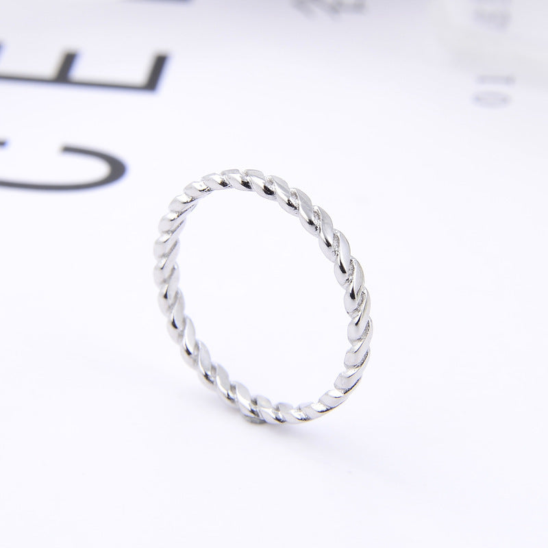 Sterling Silver Twist Pattern Ring For Women Gift For Her Retro Fashion Jewelry Elegant Accessory Stylish Gift