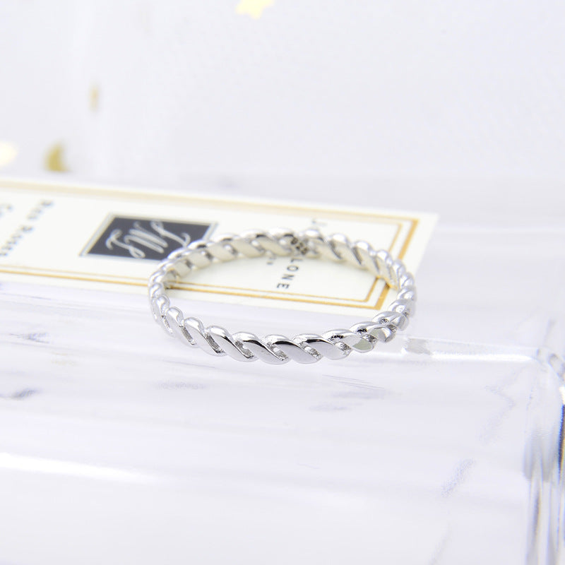 Sterling Silver Bowknot Ring Twist Pattern for Women