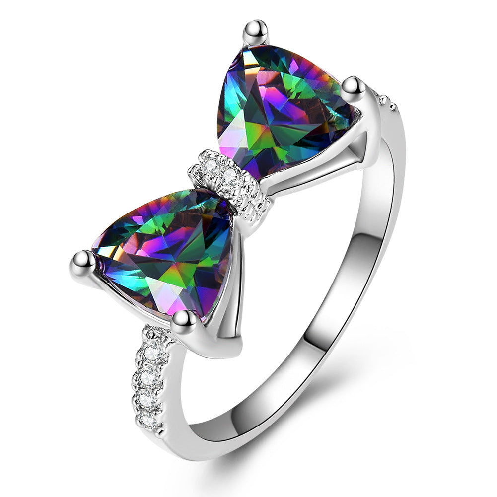 Heart Shaped Ring With Zircon Stone Copper Electroplated Unisex Fashion Jewelry Holiday Gift White Red Purple In Colors