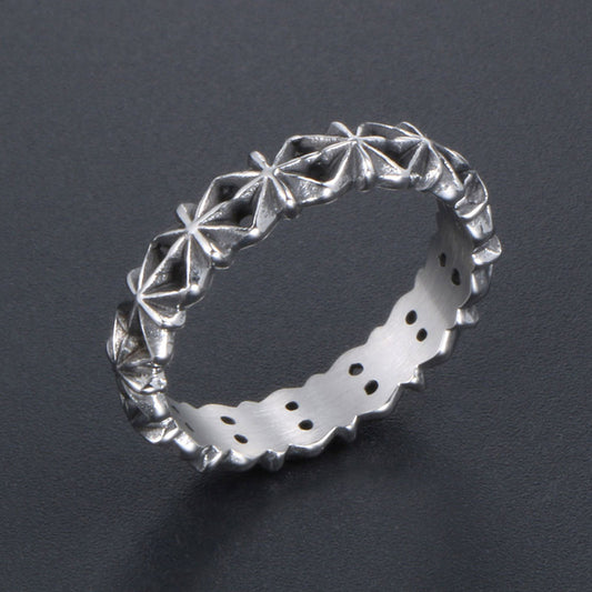 Titanium Steel Rice Flower Ring Vintage Retro Jewelry