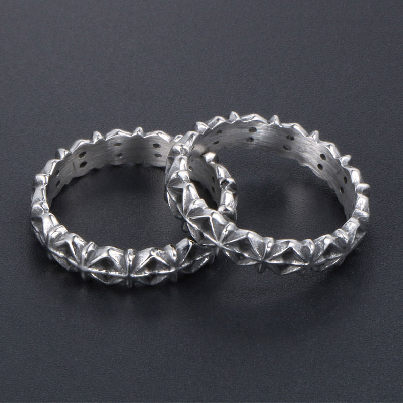 Titanium Steel Rice Flower Ring Vintage Retro Jewelry