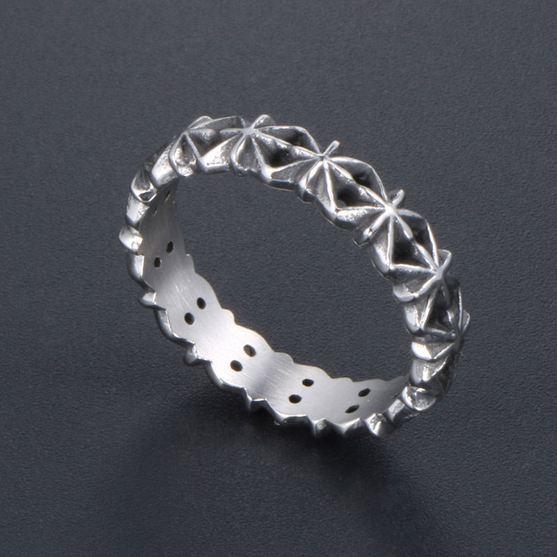Titanium Steel Rice Flower Ring Vintage Retro Jewelry
