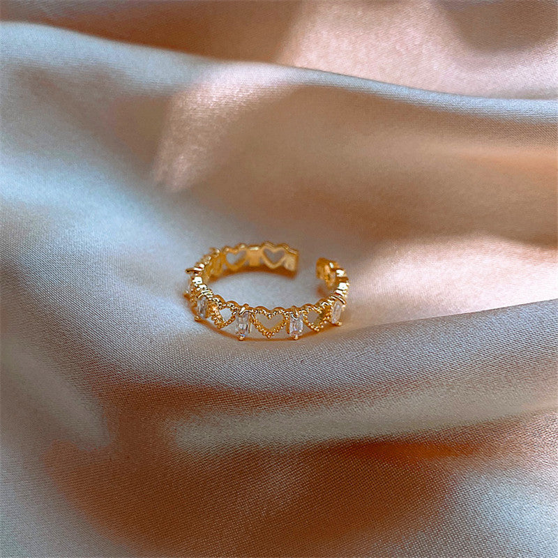 Adjustable Peach Heart Ring Japanese Korean Fashion Alloy Gold Plated Jewelry For Her Gift For Anniversary Joy