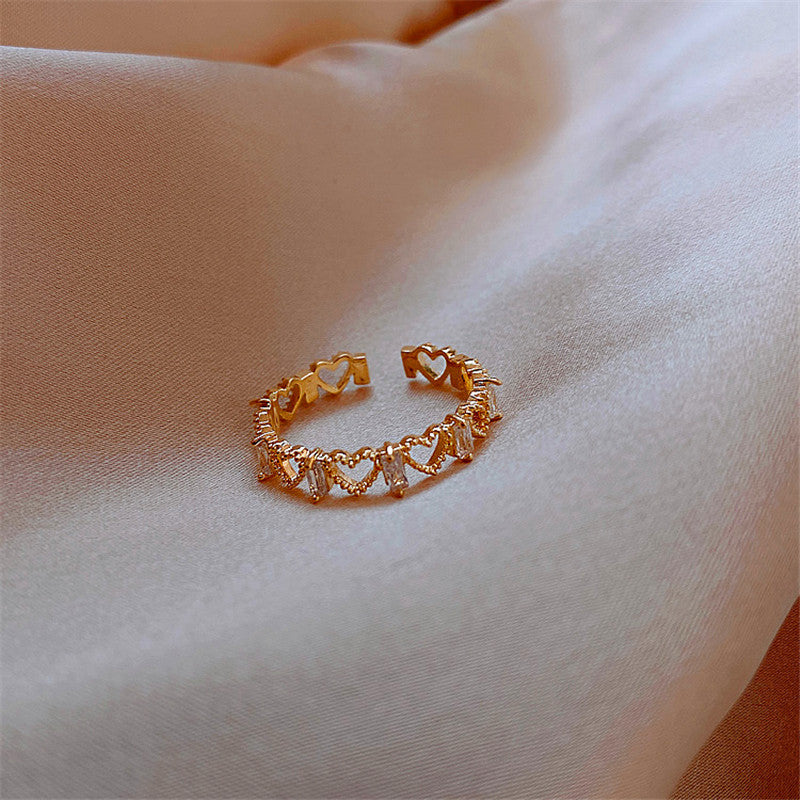 Adjustable Peach Heart Ring Japanese Korean Fashion Alloy Gold Plated Jewelry For Her Gift For Anniversary Joy