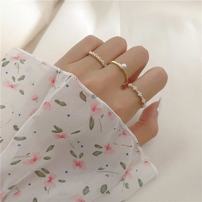 Wave Shaped Rings Set Five Piece Alloy Rings Silver Or Gold Japanese Korean Style Collection For Style Seekers