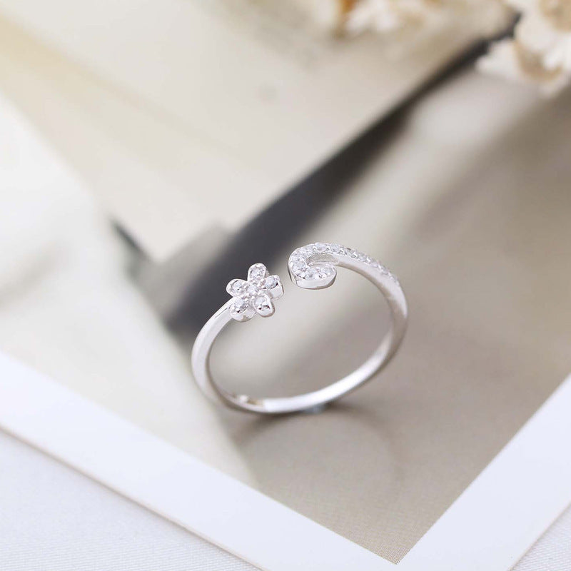 Fashion Small Plum Blossom OL Micro Inlaid Jewelry Ring