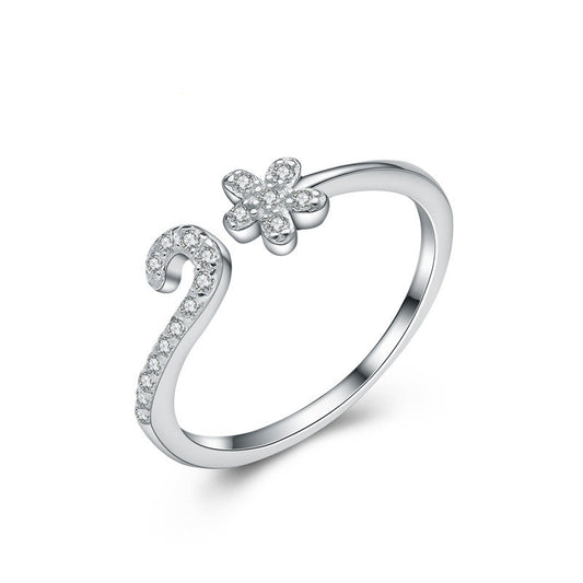 Fashion Small Plum Blossom OL Micro Inlaid Jewelry Ring