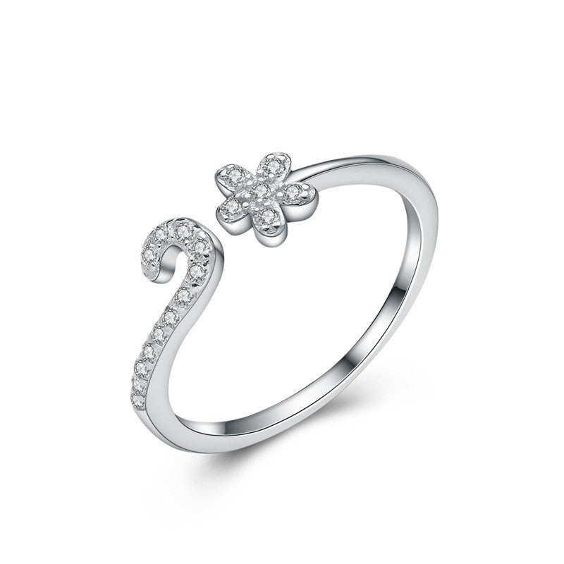 Fashion Small Plum Blossom OL Micro Inlaid Jewelry Ring