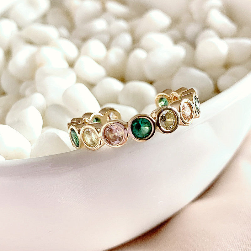 Womens Adjustable Ring Retro Round Diamond Finger Ring Alloy Metal Artificial Gems Dream Series Geometric Ring