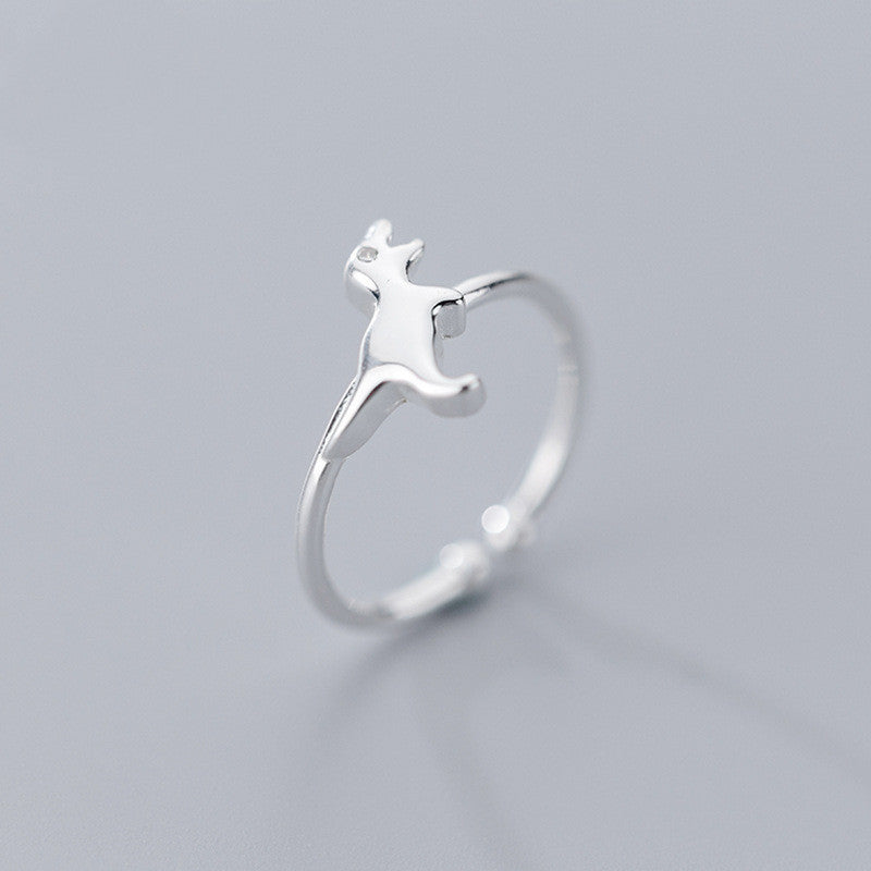 Dinosaur Ring Adjustable 925 Silver Open Ring Korean Style Animal Zodiac Jewelry For Women Gift Idea Elegant Accessory