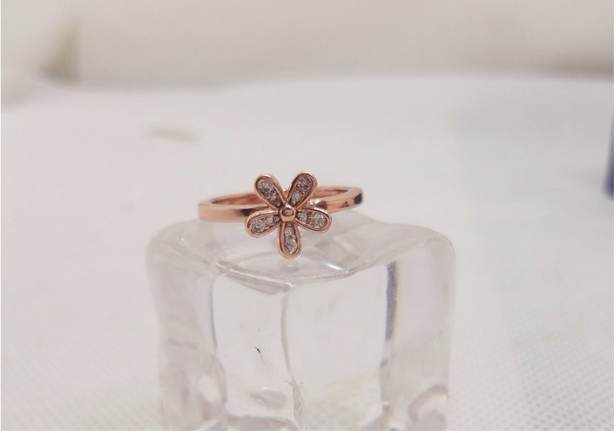 Womens Daisy Ring Rose Gold Copper Wedding Band With Zircon Inlay Individually Packed Elegant Gift Her Fashion