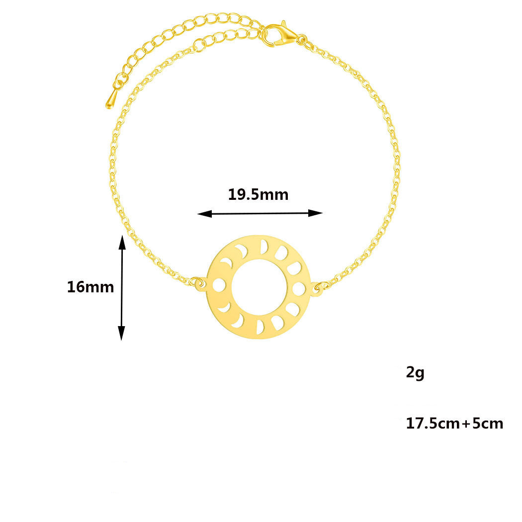 Unisex Stainless Steel Bracelet Simple Geometric Design Moon Phase Pendant Jewelry Gift For Women And Men Gift