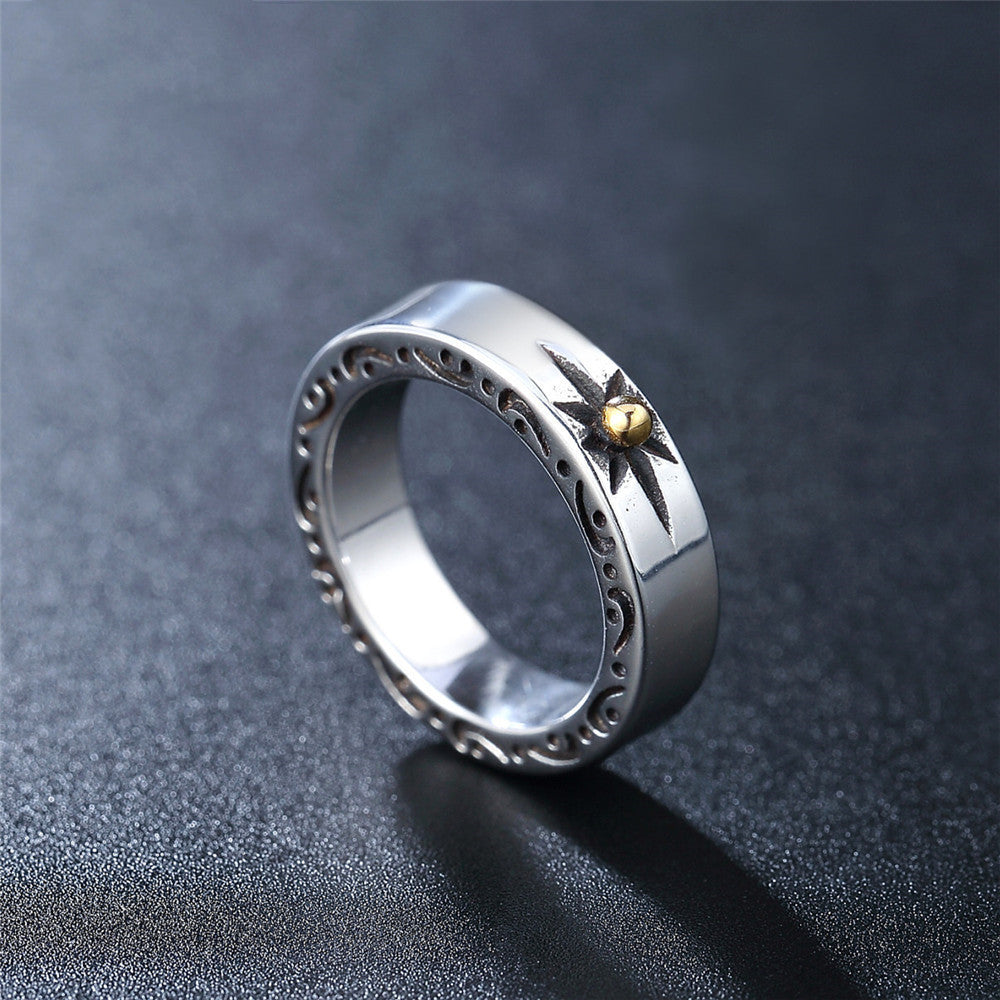 Mens Titanium Steel Ring Personalized Retro Style Sturdy Fashion Jewelry For Everyday Wear Statement Accessory