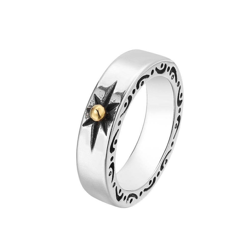 Mens Titanium Steel Ring Personalized Retro Style Sturdy Fashion Jewelry For Everyday Wear Statement Accessory