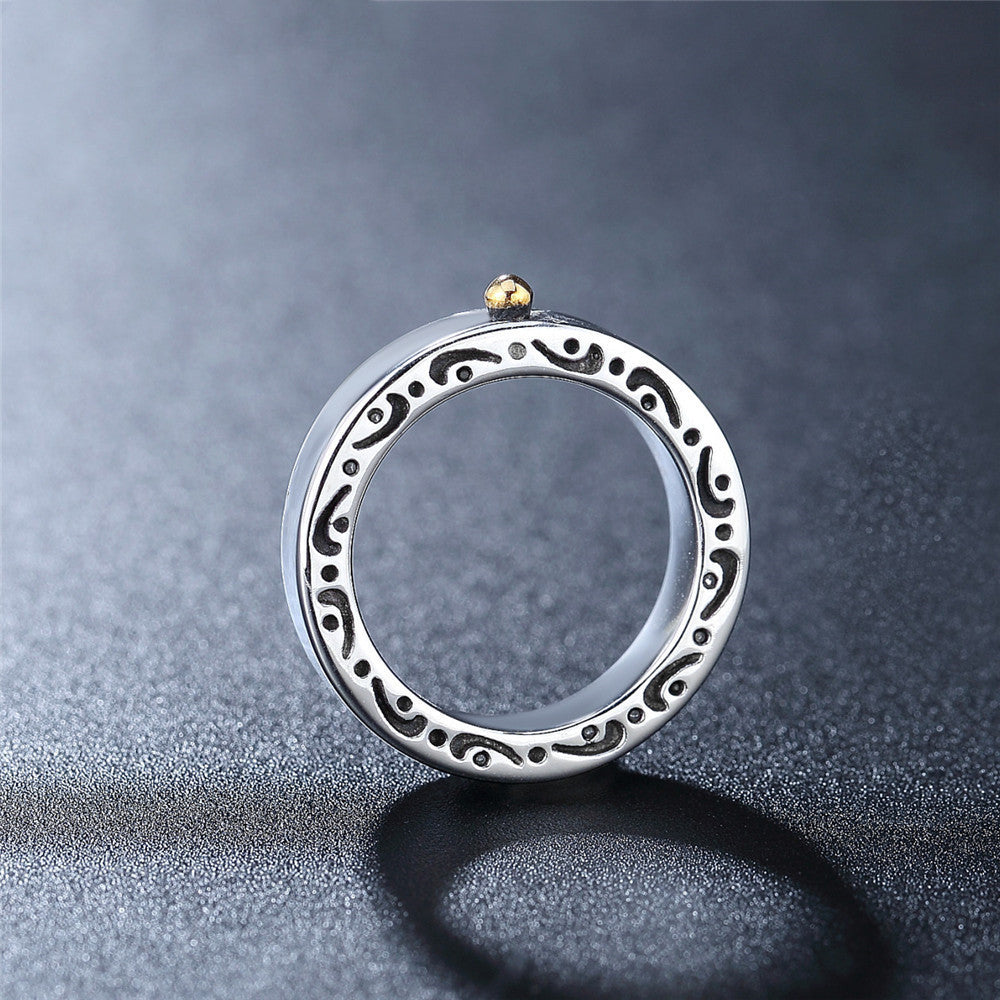 Mens Titanium Steel Ring Personalized Retro Style Sturdy Fashion Jewelry For Everyday Wear Statement Accessory