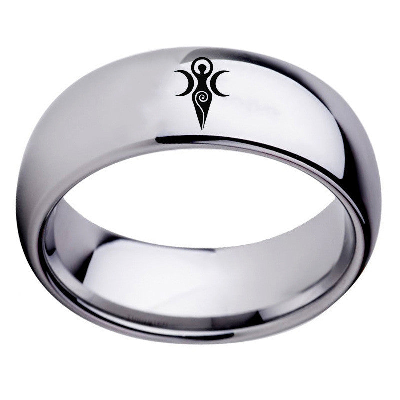 Unisex Moon Goddess Sign Ring Stainless Steel Geometric Statement Jewelry Blue Black Gold 6 7 8 9 10 11 12 13