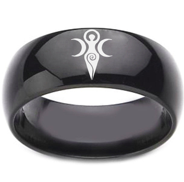 Unisex Moon Goddess Sign Ring Stainless Steel Geometric Statement Jewelry Blue Black Gold 6 7 8 9 10 11 12 13