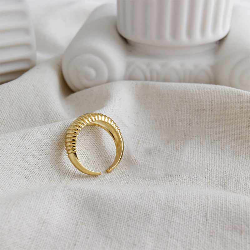 Sterling Silver Ring Adjustable Open Wave Geometric Design For Womens Ring French Jewelry Holiday Gift For Her