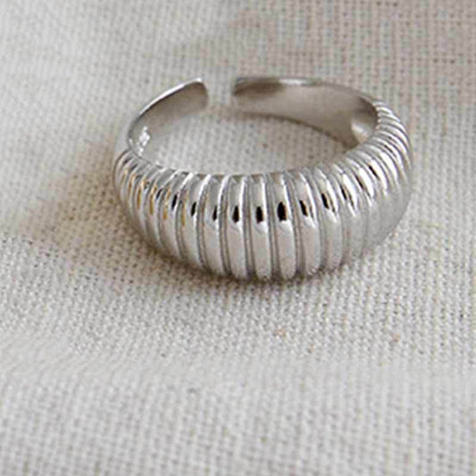 Sterling Silver Ring Adjustable Open Wave Geometric Design For Womens Ring French Jewelry Holiday Gift For Her