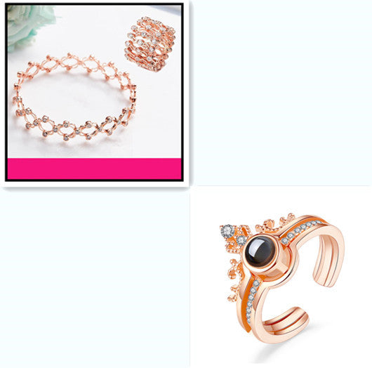 Womens Crown Ring European Inlay Plated Copper Ring With Gemstones And Semi Precious Stone Inlay With Royal Finish